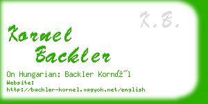 kornel backler business card